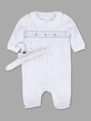 Two Tone Grey Lamb Motif Sleepsuit