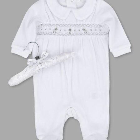 Two Tone Grey Lamb Motif Sleepsuit