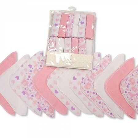 Set Of 12 Assorted Pink Washcloths (9x9in)