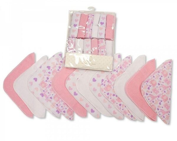 Set Of 12 Assorted Pink Washcloths (9x9in)