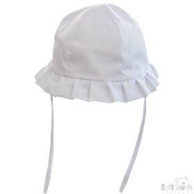 White Pleated Summer Cloche Hat 0-24m