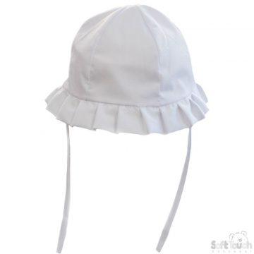 White Pleated Summer Cloche Hat 0-24m