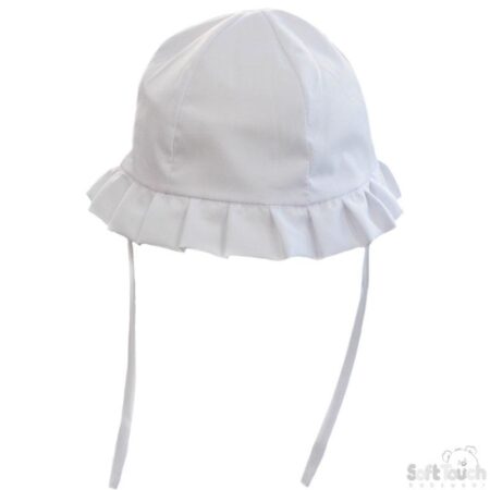 White Pleated Summer Cloche Hat 0-24m