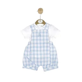 Top & Short Dungaree - Blue/white