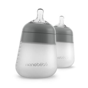 Nanobébé Flexy Silicone Bottles Grey 270ml 2pk