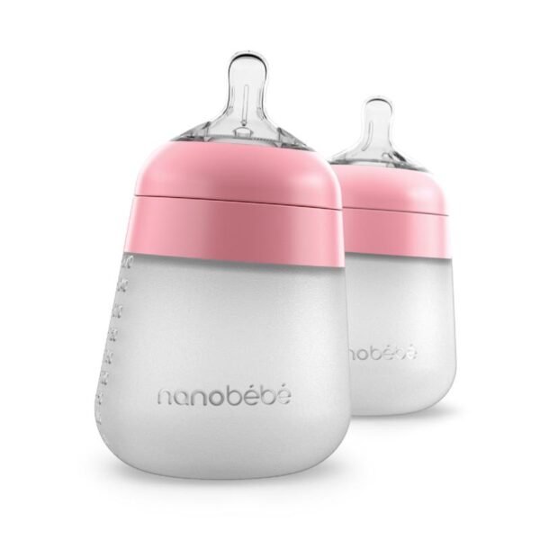 Nanobébé Flexy Silicone Bottles Pink 270ml 2pk