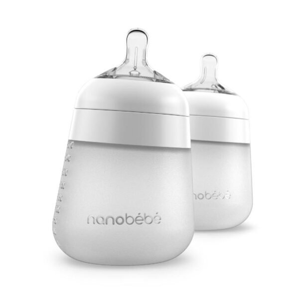 Nanobébé Flexy Silicone Bottles White 270ml 2pk