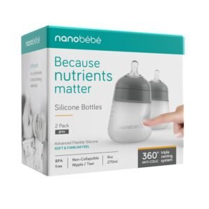 Nanobébé Flexy Silicone Bottles Grey 270ml 2pk