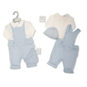 Baby Boys 2 Pcs Dungaree Set With Hat