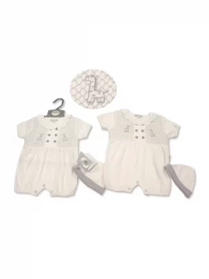 Smocked Baby Romper With Hat - Giraffe