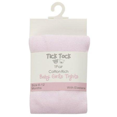 Baby Girls Pink Plain Cotton Tights