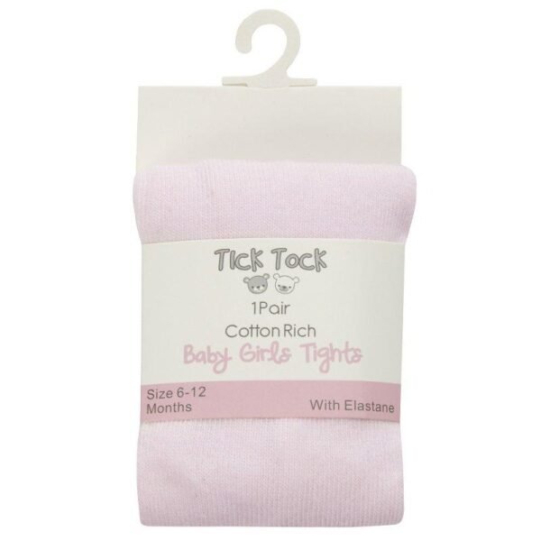 Baby Girls Pink Plain Cotton Tights