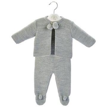 Pom Pom Knitted Set- Grey