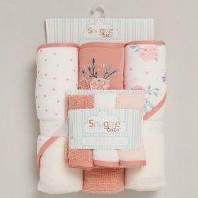 Floral 6 Piece Hooded Towels & Washcloths Bath Time Set