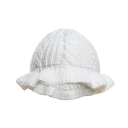 Girls White Cable Knit Winter Hat