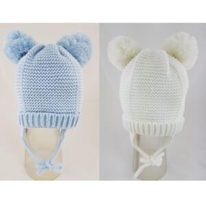 Baby Double Pom Waffle Knit Hat (6-18 Months)