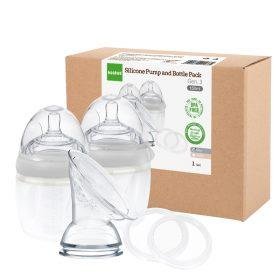 Haakaa Silicone Pump And Bottle Pack- Grey