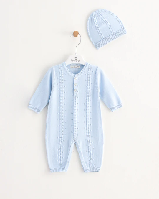 Pale Blue Baby Boy Romper Suit with Hat – Little'Uns Retail Ltd