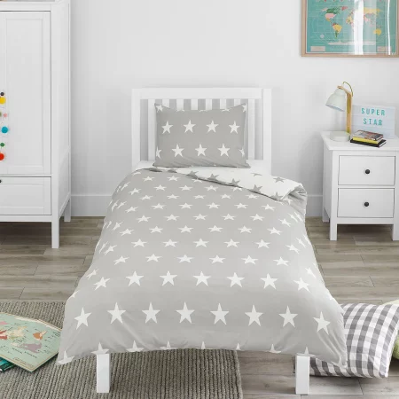 Grey & White Stars - Single Duvet Set