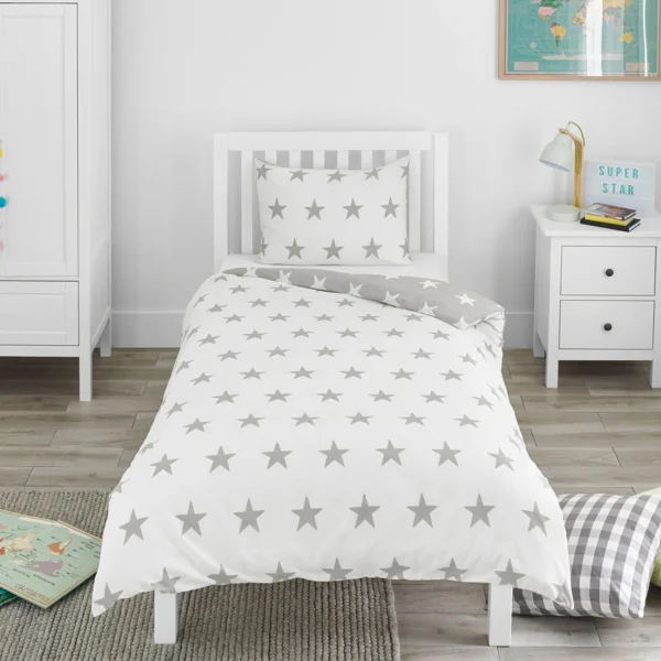 Grey & White Stars - Single Duvet Set