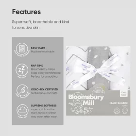 Grey & White Organic Muslin Swaddles-with Gifting Ribbon-set Of 3 (copy)