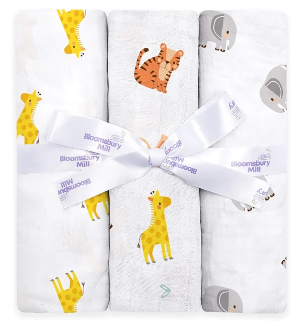 Grey & White Organic Muslin Swaddles-with Gifting Ribbon-set Of 3 (copy)