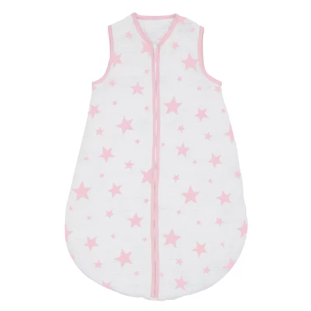 Pink Stars Organic Cotton Baby Sleep Bag - 2.5 Tog