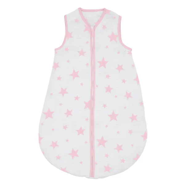 Pink Stars Organic Cotton Baby Sleep Bag - 2.5 Tog