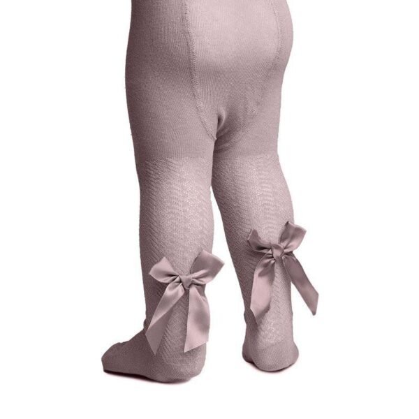 Dusty Pink Bow Baby Tights