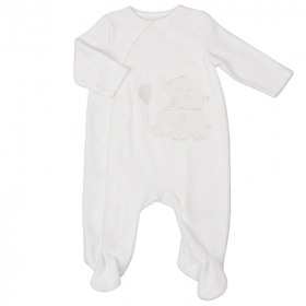 Unisex Elephant Velour Baby Grow