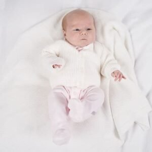 Dandelion White Ribbed Knitted Baby Cardigans