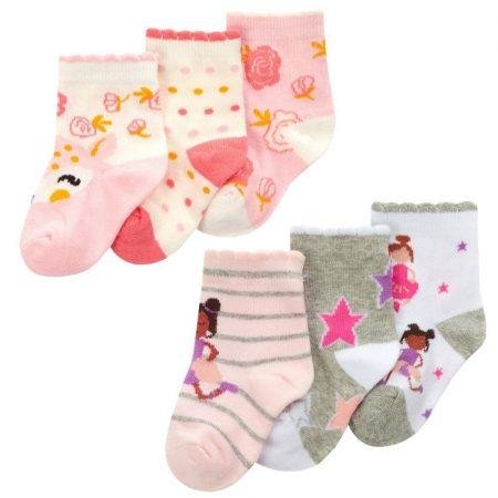 Baby Girls 3 Pack Cotton Rich Design Ankle Socks