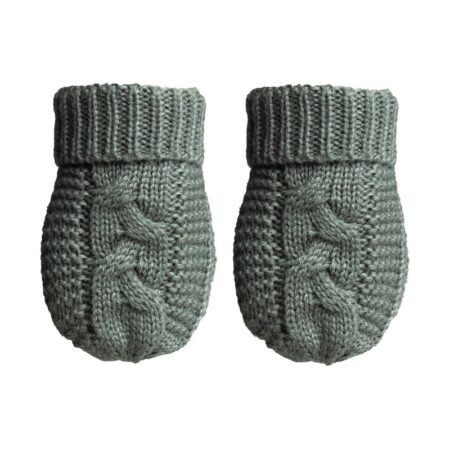 Sage Green Eco Cable Knit Mittens