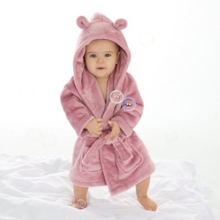 Hooded Dressing Gown- Dusky Pink