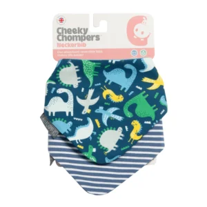 Neckerbib Dribble Bib Set - Blue Stripes & Dino