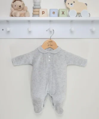 Pex Classic Velour Sleepsuit-silver grey