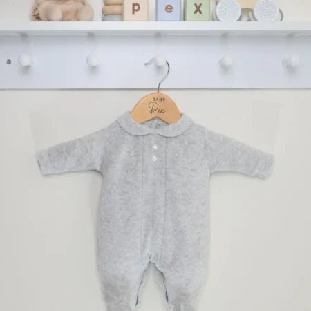 Pex Classic Velour Sleepsuit-silver grey