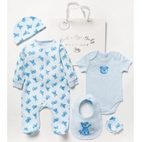 Baby Boys Teddy 6pc Gift Bag Set