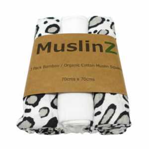 Muslinz 3 Pack Bamboo/organic Cotton Muslin Squares 70x70cm – Leopard Print