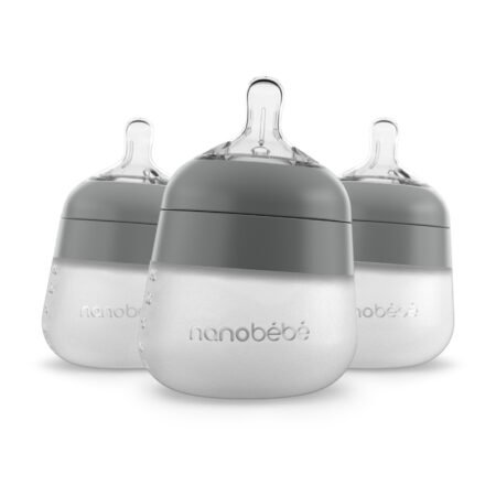 Nanobébé Flexy Silicone Bottles Grey 150ml 3pk