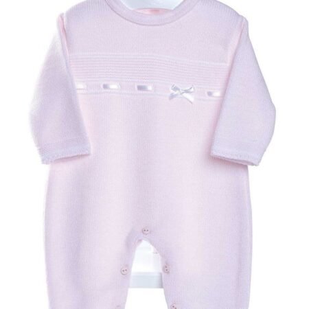 Dandelion Satin Bow Girls Knitted Onesie