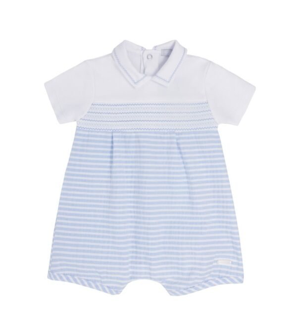 Blues Baby Boys Striped Collared Romper