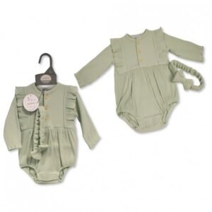 Baby Girls Ribbed 3 Piece Outfit- Sage (copy)