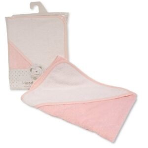 Baby Plain Hooded Towel - Pink/white