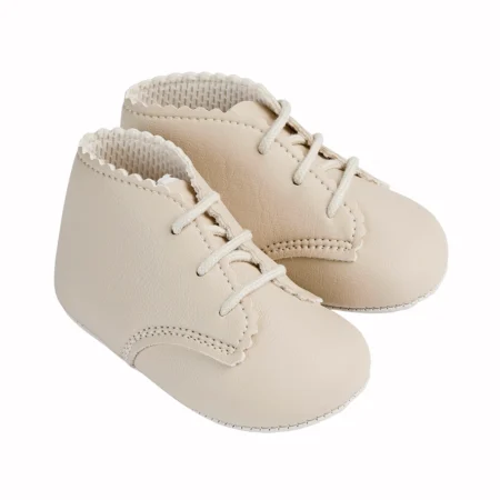 Baypods Soft Sole Lace Up Bootee- Biscuit