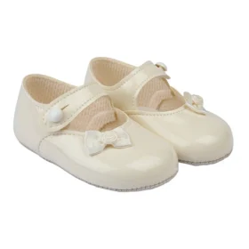 Soft Sole Bar Shoes Button Fastening- Ivory