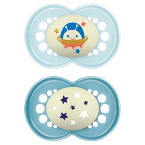 Mam Soother Night Astro 16+ Months Blue X2 New