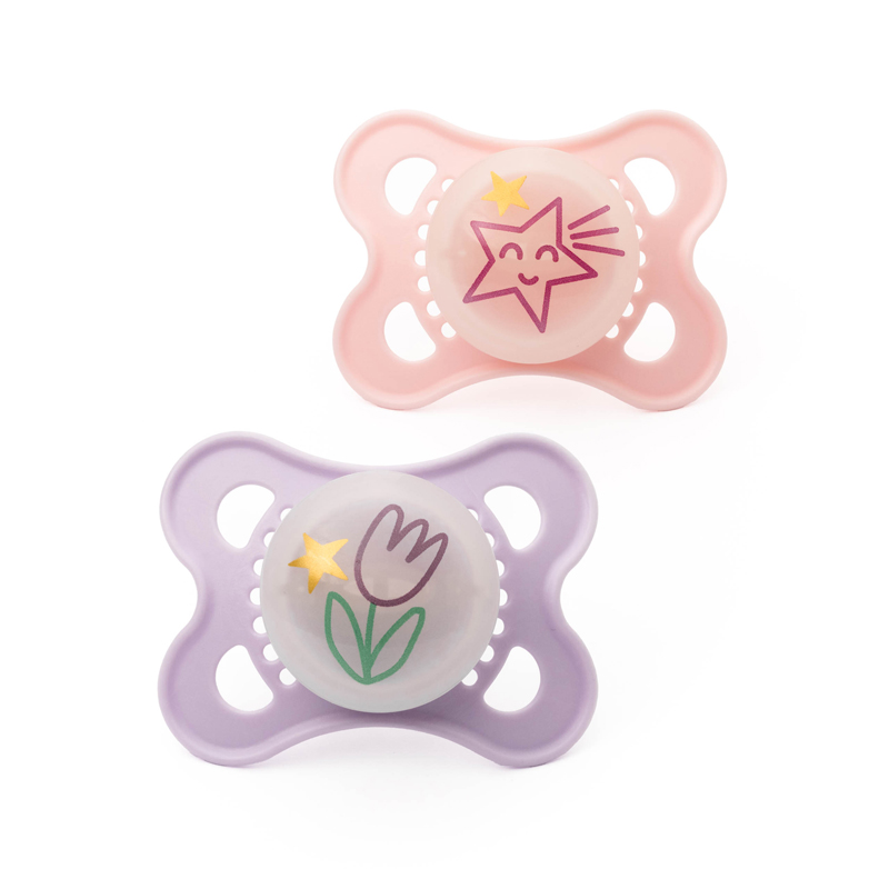 Mam Soother Night 2-6 Months Pink X2 New Mam Soother Night 2-6 Months Pink X2 New