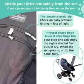 Snoozeshade Plus Extra (6-9m To 3 Years) | Buggy & Pushchair Sun Shade | Universal Fit, Blocks Up To 99% Of Uv