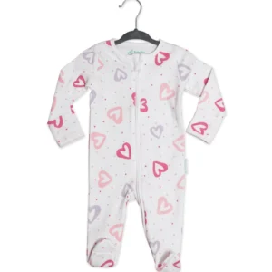 Organic Cotton Sleepsuit-hearts